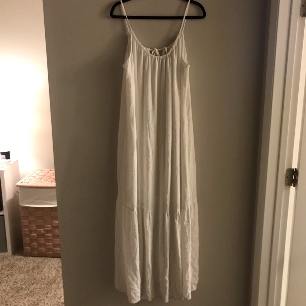 fun white and gold maxi dress
